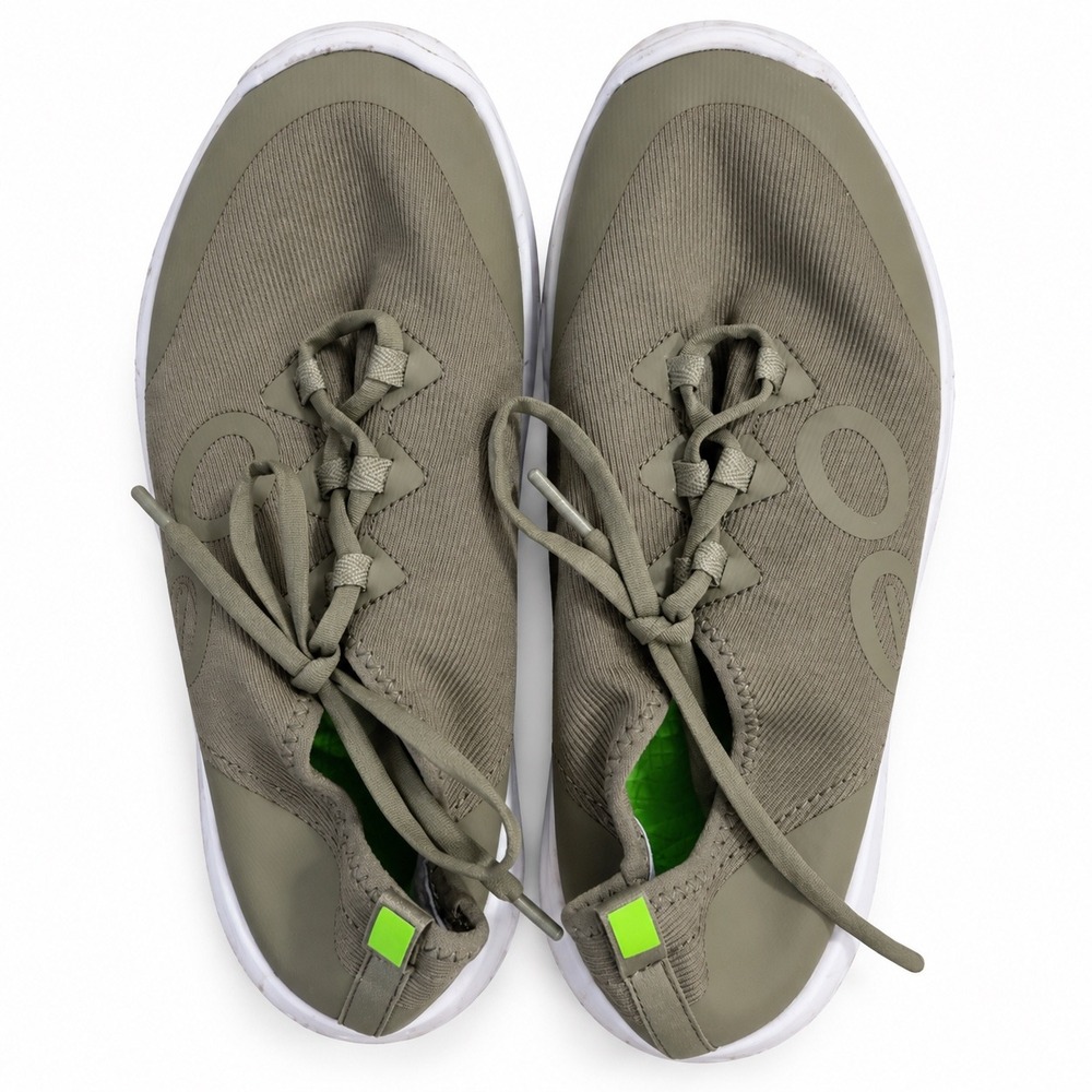 Oofos OOmg Fiber Low Recovery Shoe Olive Green Womens Sneakers sz 8